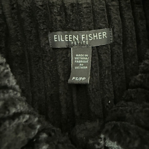 EILEEN FISHER ORGANIC COTTON WIDE CORDUROY COAT SNAP FRONT LINED POCKETS BLK PS - Picture 9 of 11